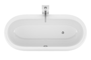 Wall Mural - top view of modern bathtub isolated on white background