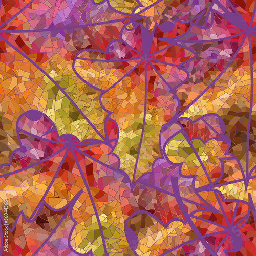 Naklejka - mata magnetyczna na lodówkę Abstract seamless pattern of mosaic maple leaves