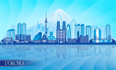 Wall Mural - Tokyo city skyline detailed silhouette