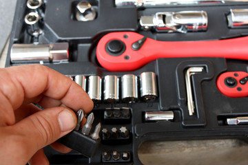 Tool kit for the mechanic of a car