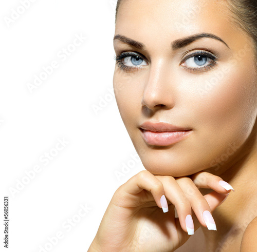 Naklejka - mata magnetyczna na lodówkę Face of Young Woman with Clean Fresh Skin. Skin care