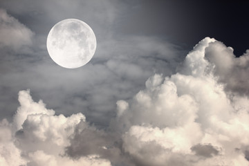 Wall Mural - night sky with moon and clouds
