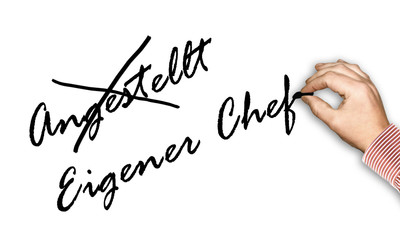 Poster - Handweiss - Angestellt - Eigener Chef