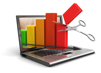 Poster - Laptop,  Scissors and Graph (clipping path included)