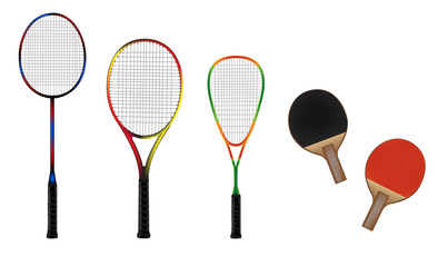 Wall Mural - badminton, tennis, squash and table tennis equipment vector illu