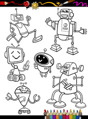 Wall Mural - Robots Cartoon Set for coloring book