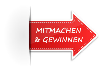 Pfeil Schild  - mitmachen und gewinnen