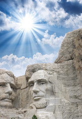Fototapete - Mount Rushmore - Roosevelt and Lincoln sculpture