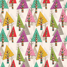 Fir-trees Seamless Pattern. Christmas Background