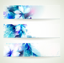 Wall Mural - set of three floral headers