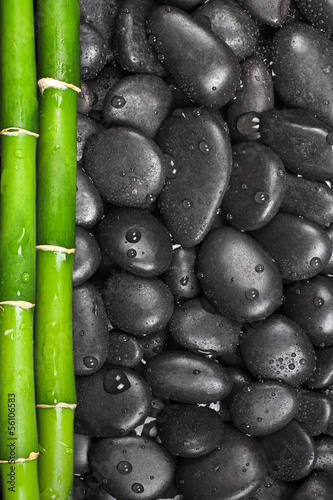 Naklejka na szybę Background with stones and bamboo