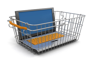 Sticker - Shopping Basket and Laptop (clipping path included)