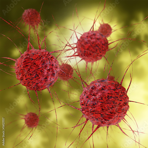 Nowoczesny obraz na płótnie Cancer cells - 3d Rendering