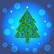 christmas tree on blue gradient background