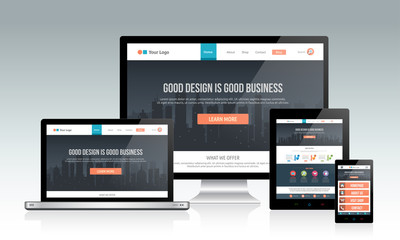 responsive website template on multiple devices