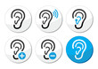 © redkoala - Ear hearing aid deaf problem icons set