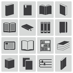 Poster - Vector black  book  icons set