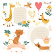 Set of animals illustrations and graphic elements