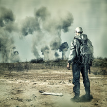 Post Apocalypse. Man In Gas Mask