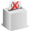 Wahlurne mit Wahlzettel und Kreuz vektor