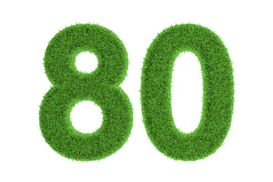 Number 80 with a green grass texture