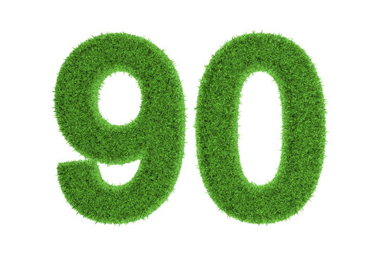 Number 90 with a green grass texture