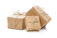 Parcels Wrapped With Brown Paper
