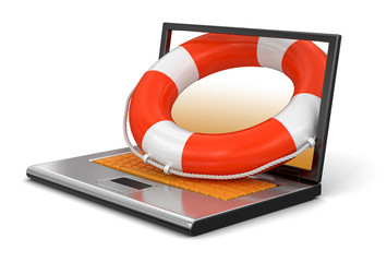 Poster - Laptop and Lifebuoy (clipping path included)