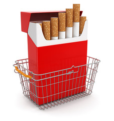 Poster - Shopping Basket and Cigarette Pack (clipping path included)