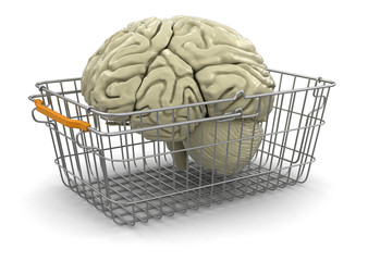 Poster - Shopping Basket and brain (clipping path included)
