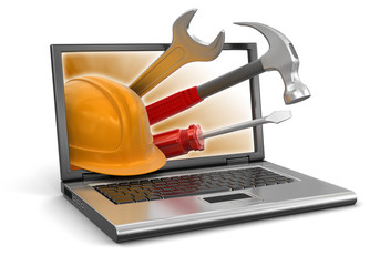 Poster - Laptop and tools (clipping path included)