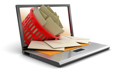 Poster - Laptop, garbage basket and letters (clipping path included)