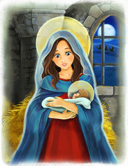 Jesus Christ, Mary - illustration for the children