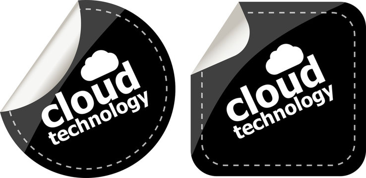 Cloud technology icon, label stickers set