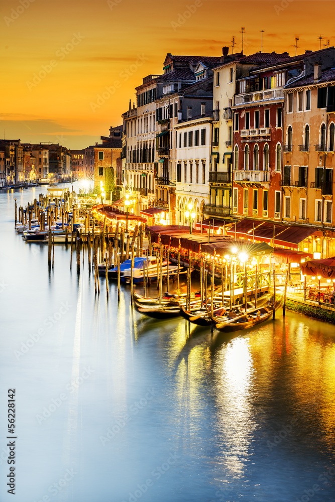 Grand Canal at night, Venice - obrazy, fototapety, plakaty 