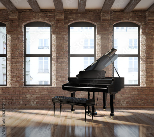 Naklejka na drzwi Vintage romantic loft interior, with a black piano