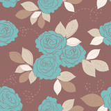 Fototapeta Storczyk - Vintage roses - vector seamless pattern