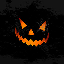 Happy Halloween Pumpkin Face Spider Web Illustration EPS10 File
