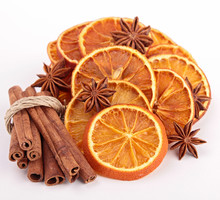Dried Orange Sliced With Cinnamon And Star Anise