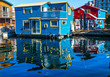 Blue Red Houseboats Fisherman's Wharf Victoria Canada
