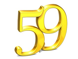 Aufkleber - 3d gold number fifty-nine on white background