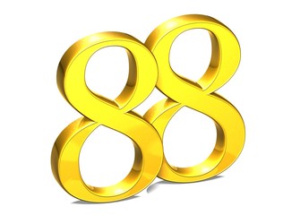 Aufkleber - 3d gold number eighty-eight on white background