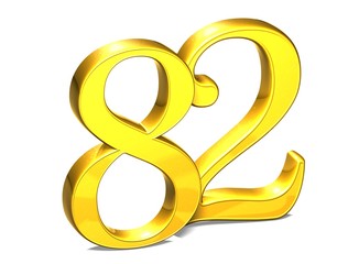Aufkleber - 3d gold number eighty-two on white background