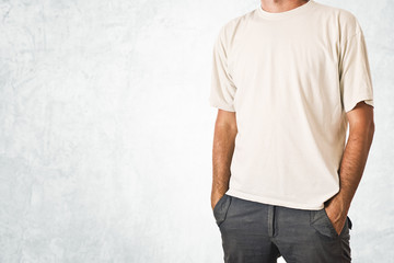 Man in blank white t-shirt