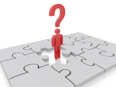 Question mark and puzzle concept.
