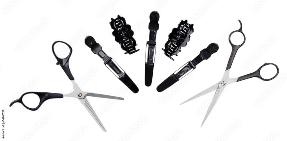 Professional hairdresser tools isolated on white