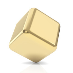 Poster - Golden 3d cube isolated with clipping path