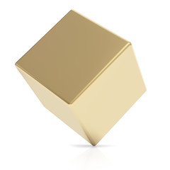 Poster - Golden 3d cube isolated with clipping path