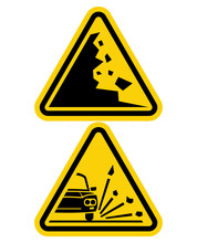 Sign Of Falling Rocks And Slippery Road Sign