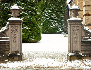 Wall Mural - Old town of Leuven, Belgium in winter